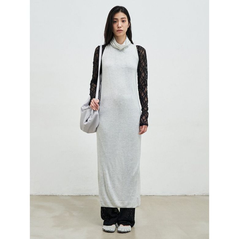 Twisted Back Knit Dress  Grey