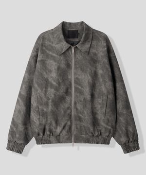 스모크 워시 비건 레더 자켓 [스모키 그레이]