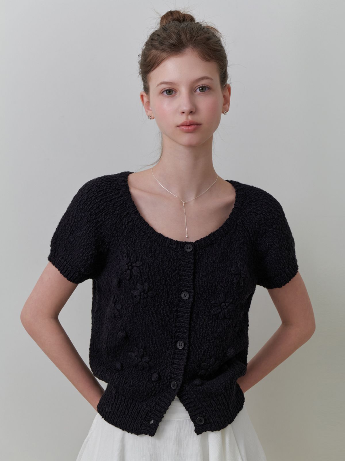 리엘(RE L) Suzan half cardigan (black)