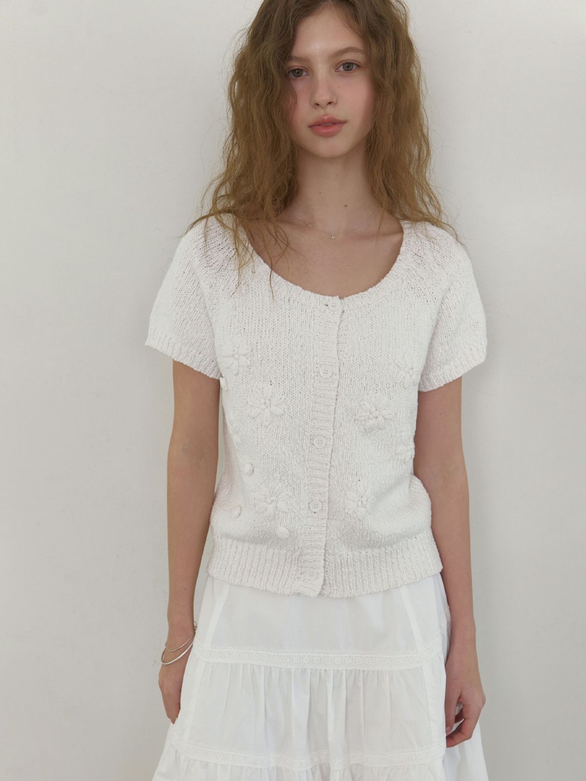 리엘(RE L) [7th] Suzan half cardigan (white)