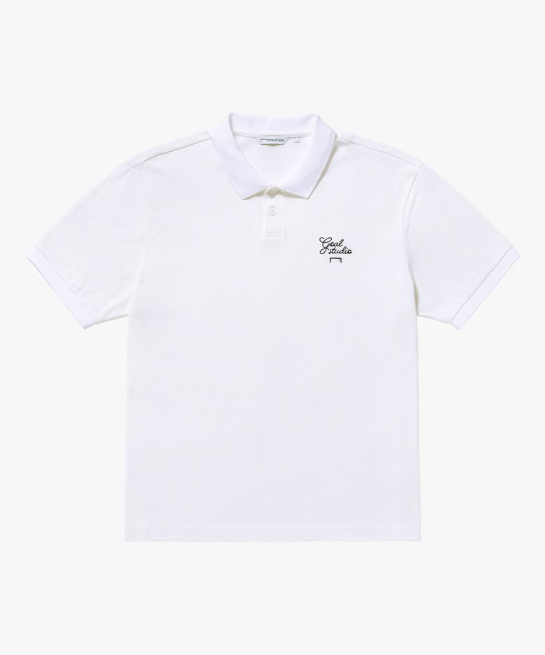 SCRIPT PIQUE POLO SHIRT-OFF WHITE