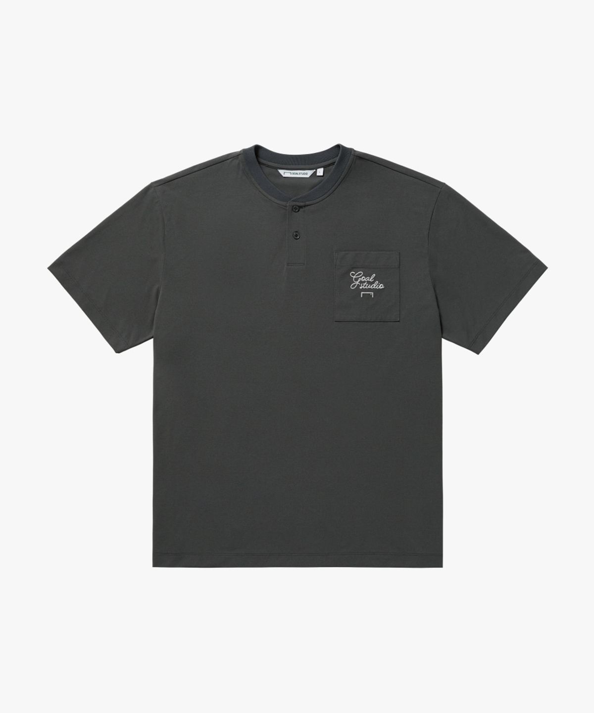 골스튜디오(GOALSTUDIO) AIR DRY HENLEY NECK BUTTON-UP-CHARCOAL