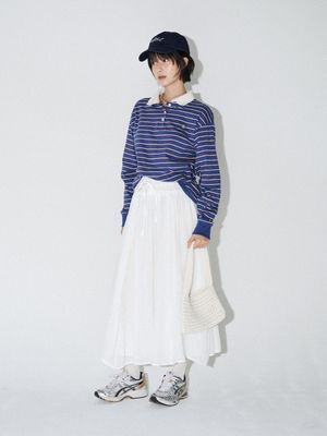 소프트 플레어 롱 스커트 (화이트)