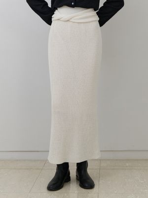 Fusilli knit skirt (ivory)