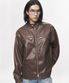 모던 비건 레더 바이커 자켓 [브라운]