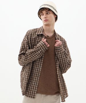 알파치노 오버사이즈 서커 체크 셔츠