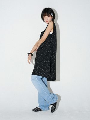 플로럴 미디 원피스 (블랙)