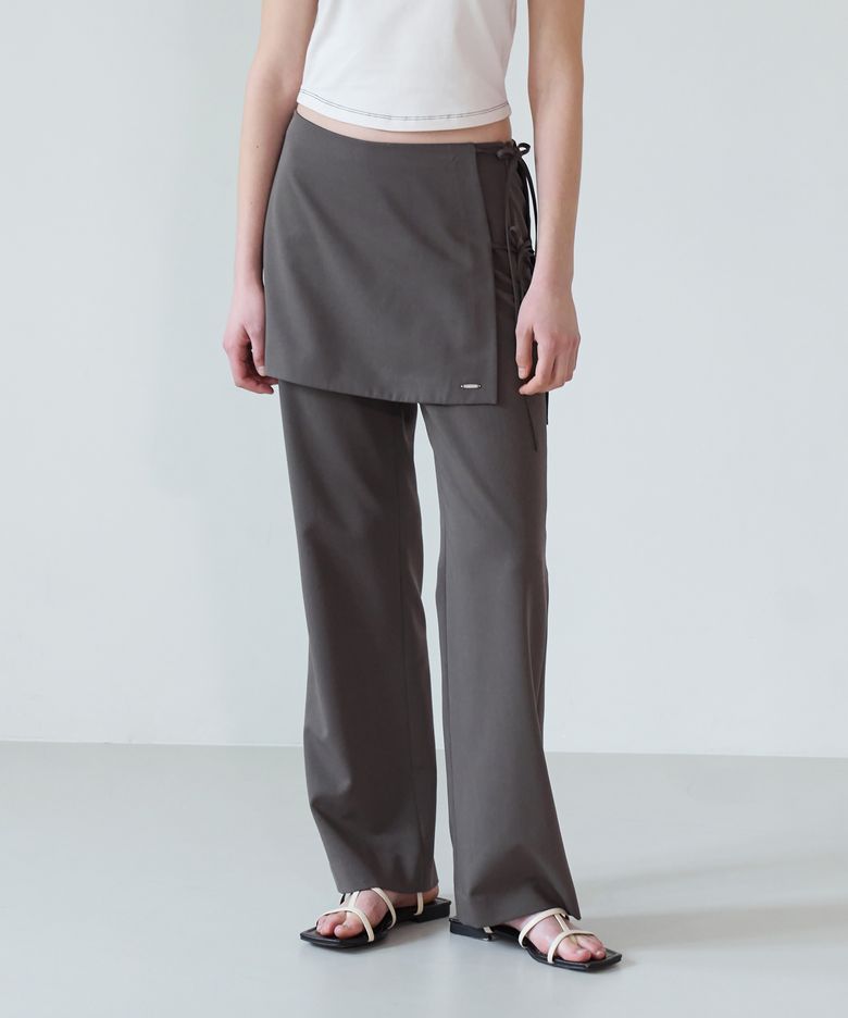 우먼 스커트 레이어드 팬츠 Light Brown