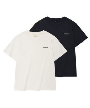 [2PACK] 우먼 쿨 코튼 에센셜 티셔츠 Dark Navy+White