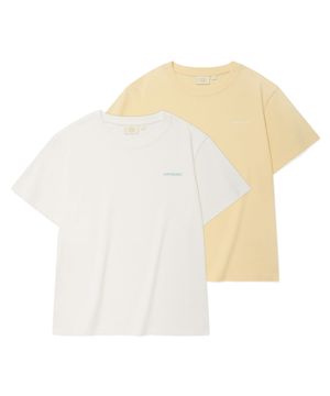 [2PACK] 우먼 쿨 코튼 에센셜 티셔츠 버터+화이트