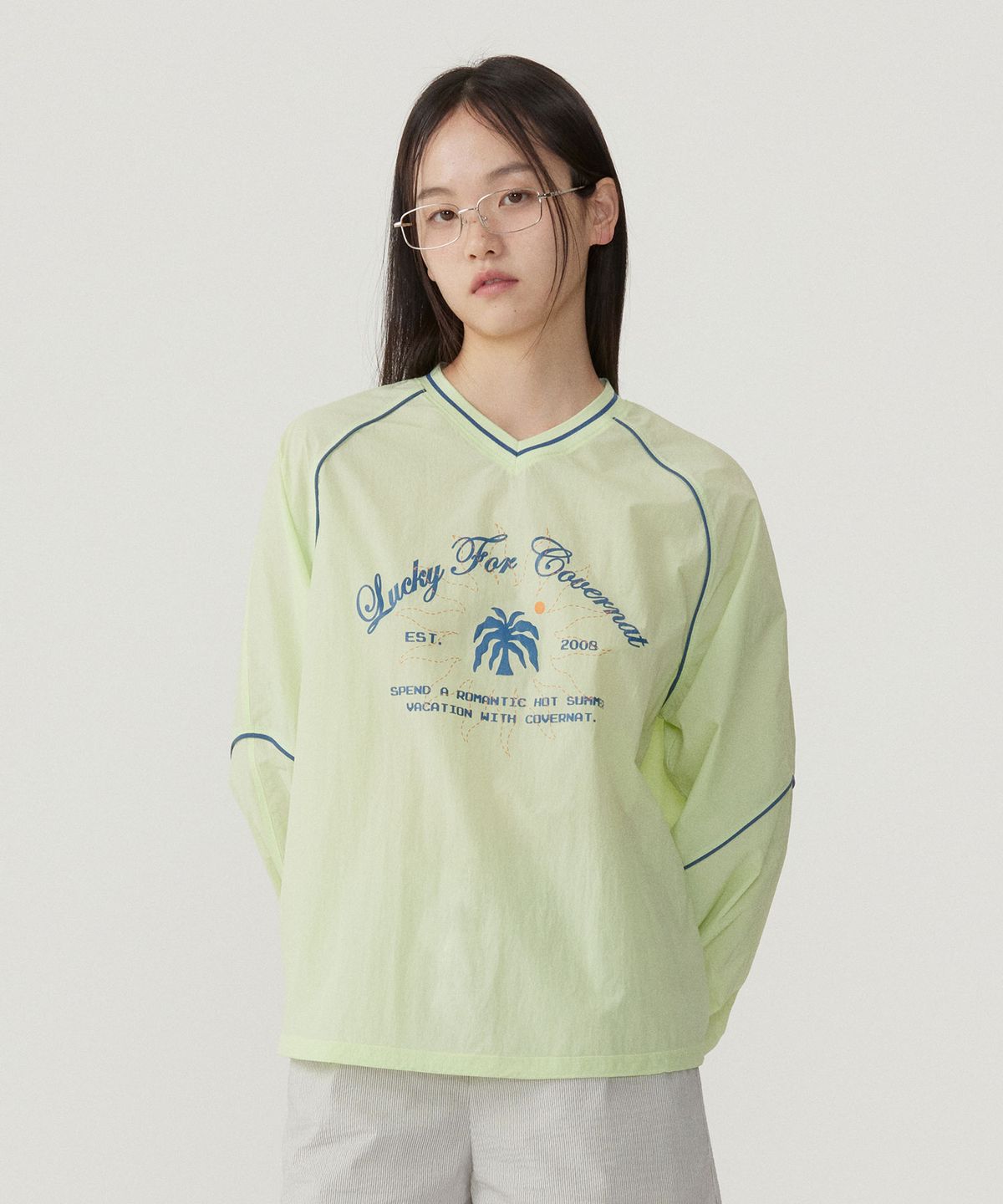 커버낫 우먼(COVERNAT WOMAN) 우먼 그래픽 나일론 롱슬리브 Lime