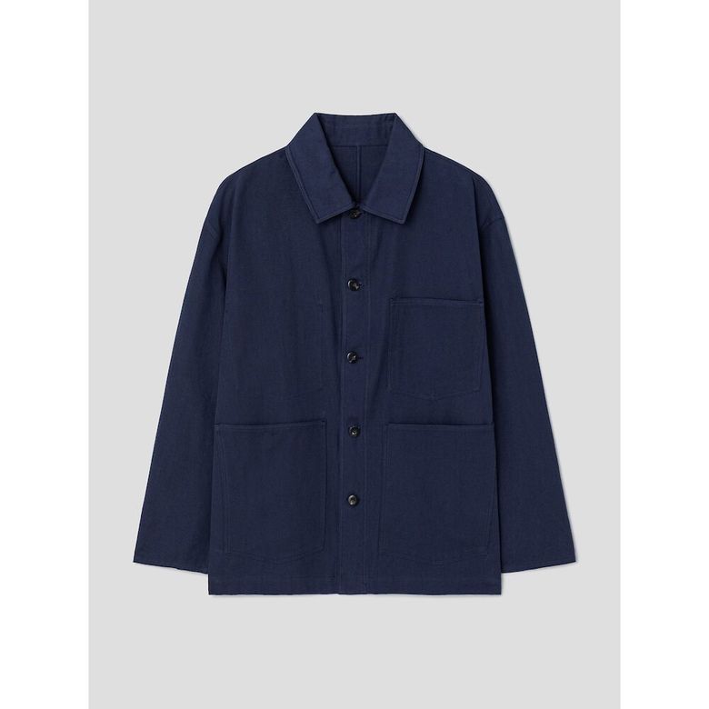 Cotton Linen Chore ZoomIn Shirts  Navy