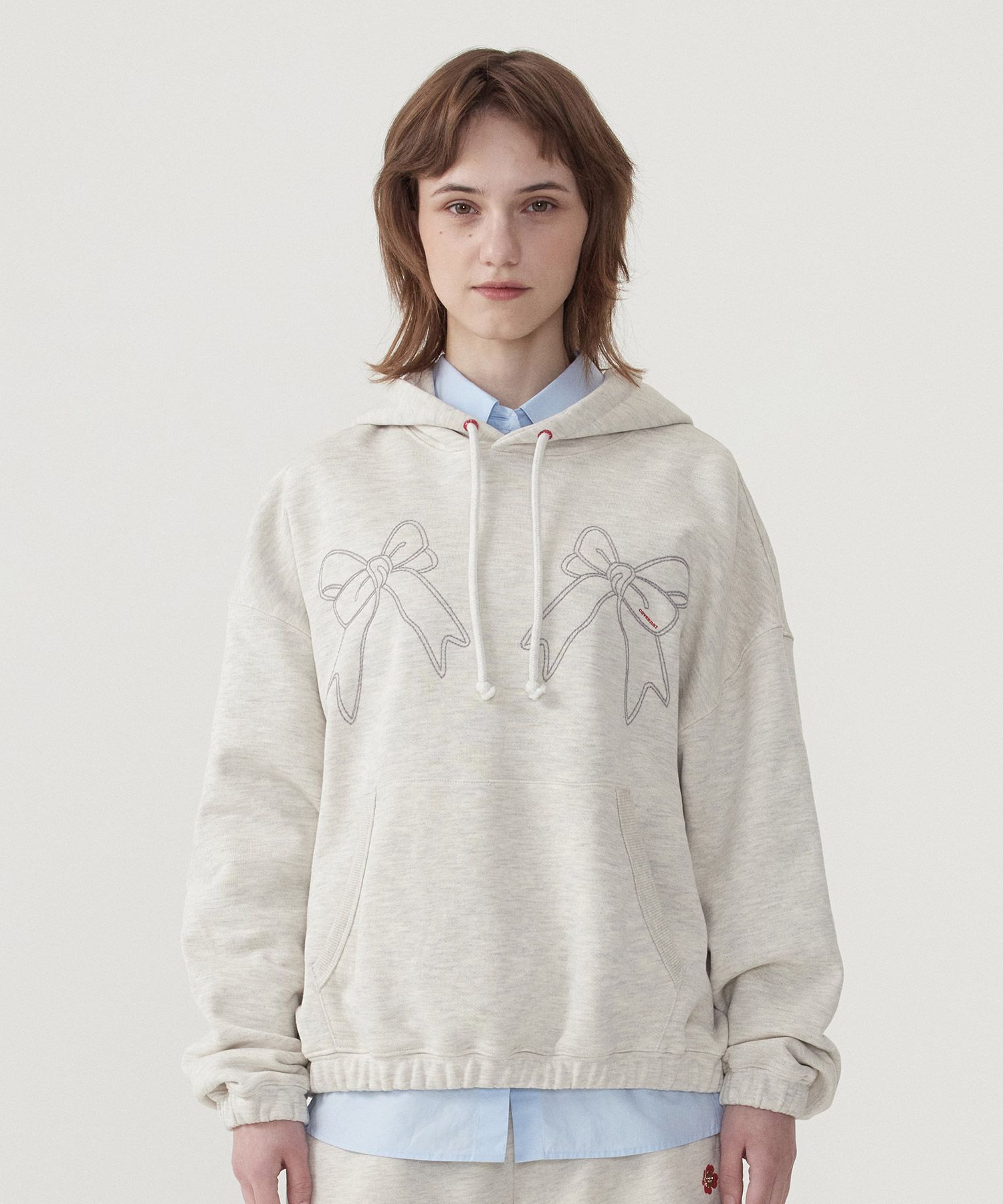 [COVERNAT]★OVERFIT KNIT RIB SWEATSHIRT MUSINSA | COVERNAT WOMAN Women's Overfit Ribbon Hoodie Oatmeal