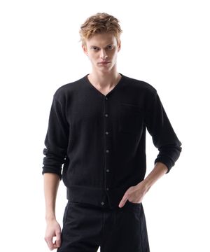 베일 브이넥 가디건 블랙