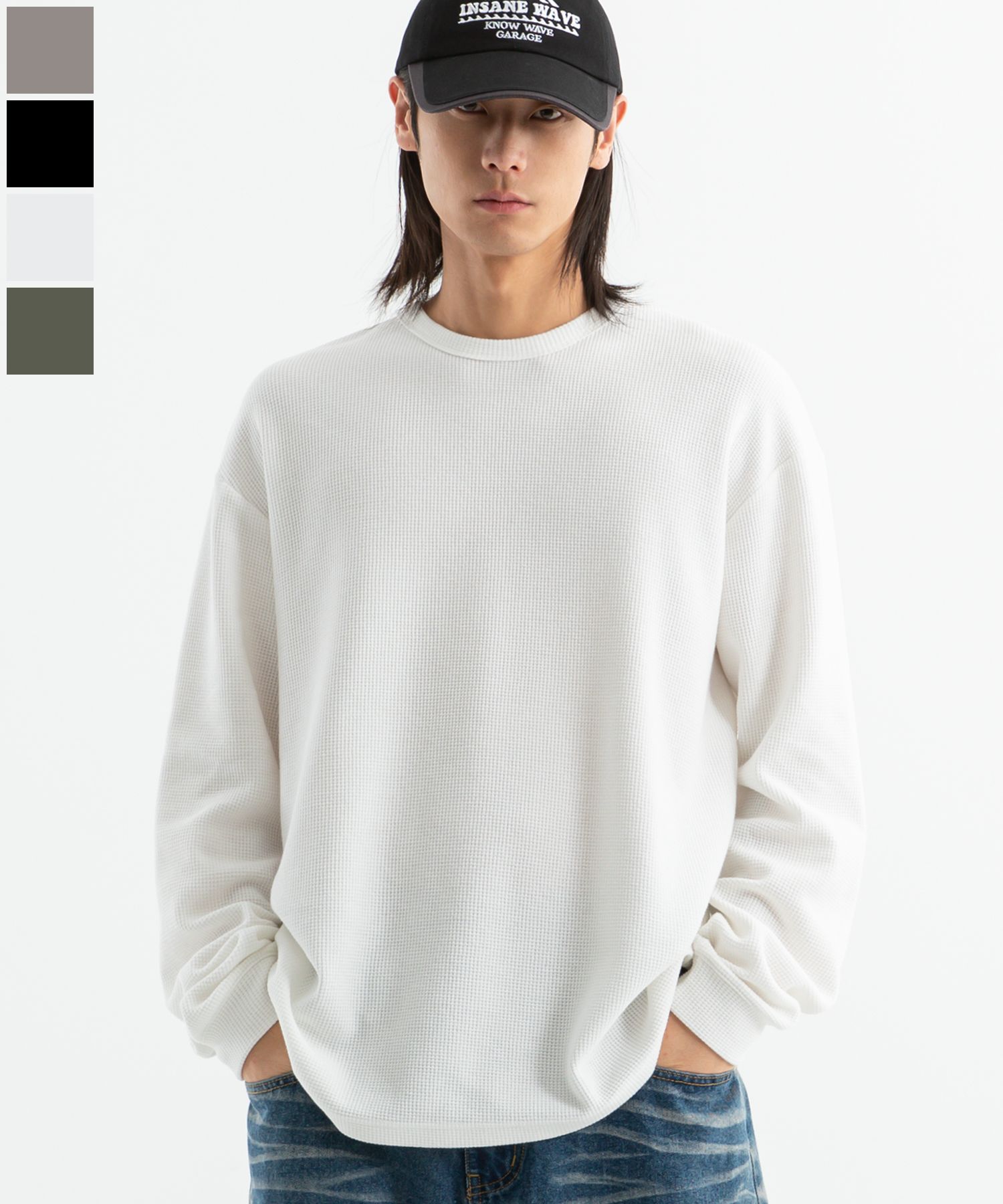 MUSINSA公式 | BRENSON (ワッフル) オーバーサイズ ワッフルリブ 長袖T