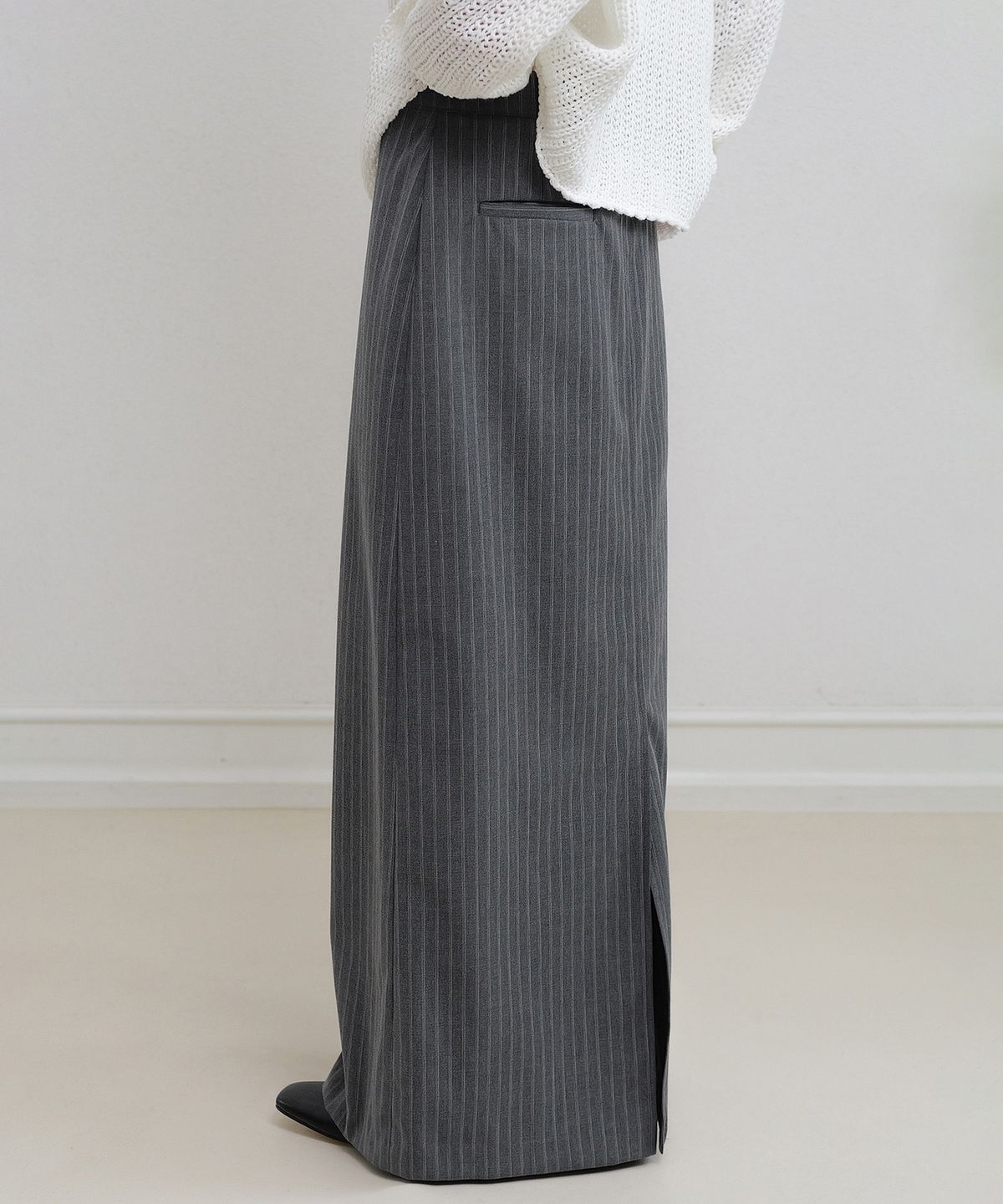 앤니즈(ANDNEEDS) Frankie long skirt (charcoal)