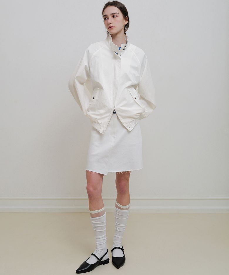 Cotton twill mini skirt (ivory)