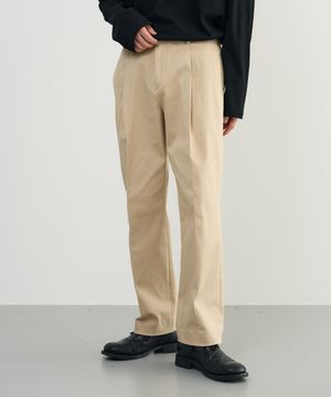 테이퍼드 오피서 원턱 밴딩 치노팬츠 [BEIGE]