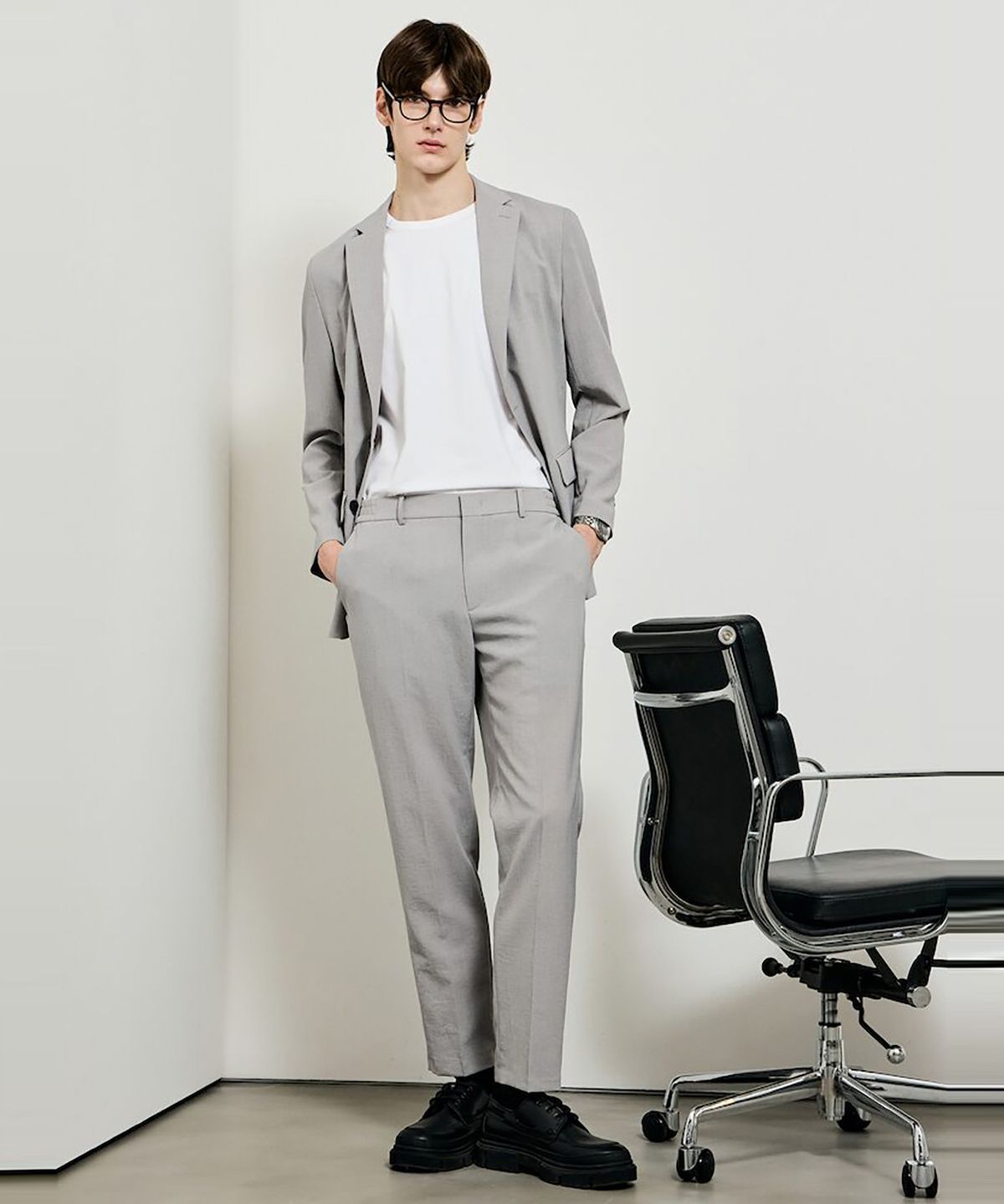 GLXY (갤럭시 라이프스타일)(GLXY (GALAXY LIFESTYLE)) GLXY [갤럭시라이프스타일][三無衣服] 스트레치 셋업 팬츠  라이트 그레이