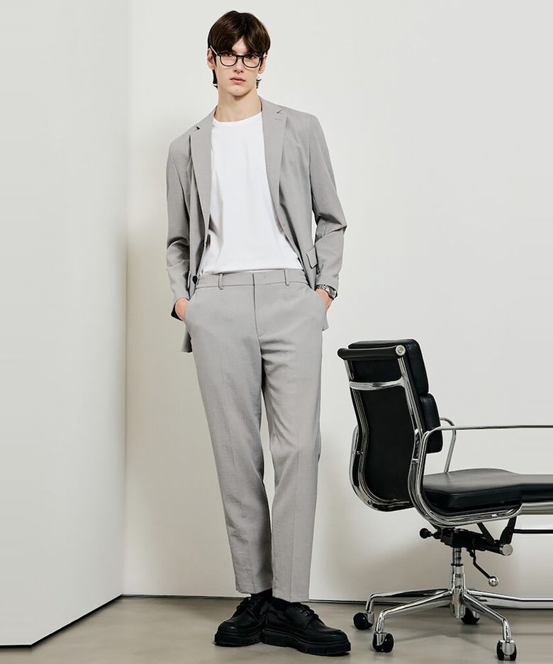 GLXY [갤럭시라이프스타일][三無衣服] 스트레치 셋업 팬츠  라이트 그레이