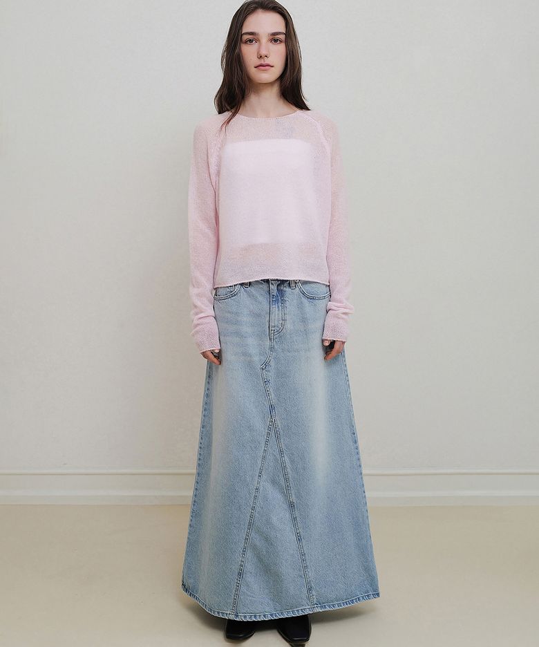A line denim skirt (blue)