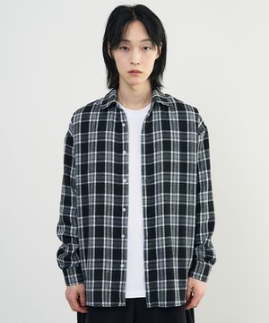 네추럴 오버핏 체크 셔츠 [BLACK]