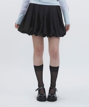 SATIN BALLOON SKIRT [BLACK]