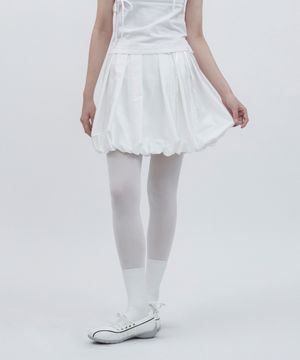 SATIN BALLOON SKIRT [WHITE]