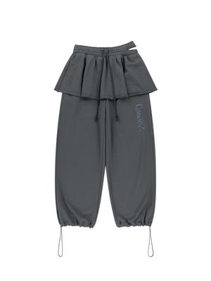 DOUBLE WAIST SKIRT SWEATPANTS [CHARCOAL]