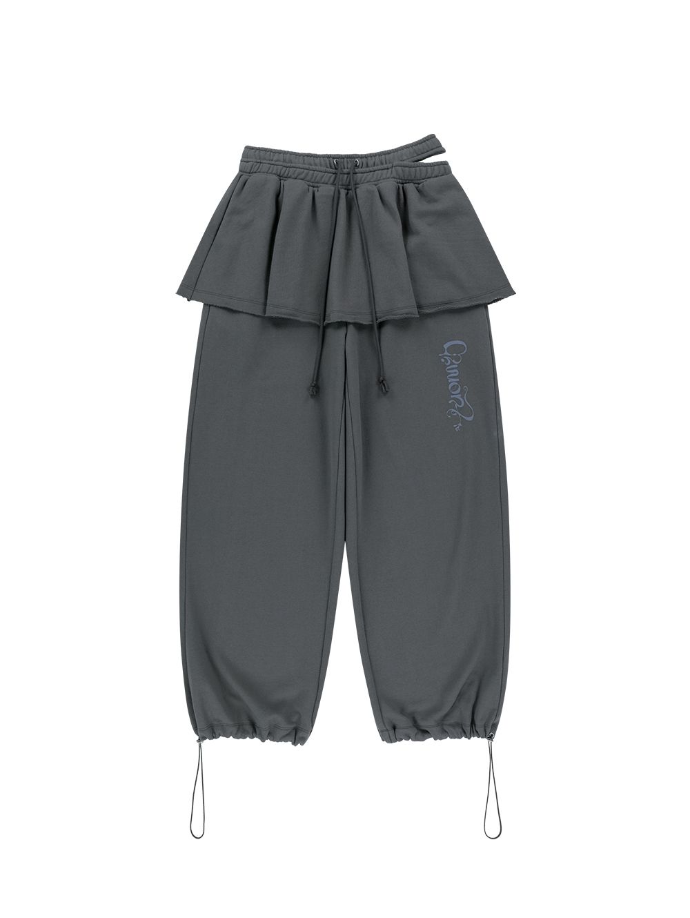 MUSINSA | TUOMIO DOUBLE WAIST SKIRT SWEATPANTS [CHARCOAL]