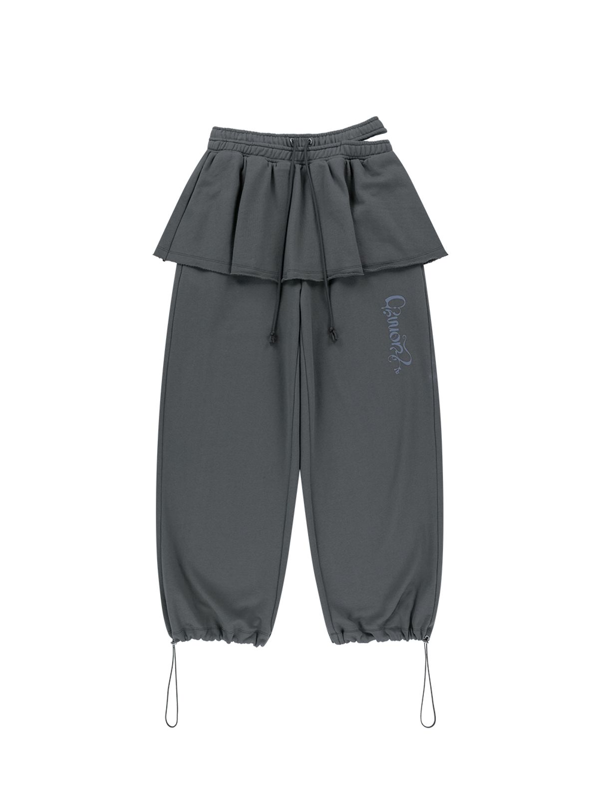 뚜오미오(TUOMIO) DOUBLE WAIST SKIRT SWEATPANTS [CHARCOAL]