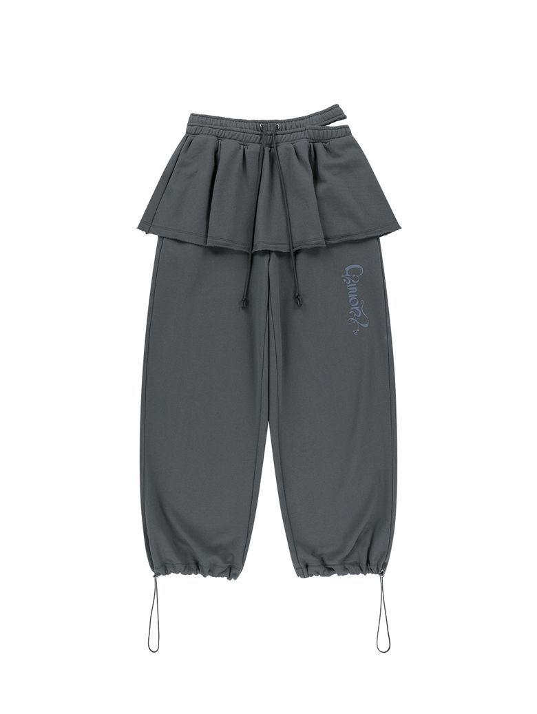 DOUBLE WAIST SKIRT SWEATPANTS [CHARCOAL]