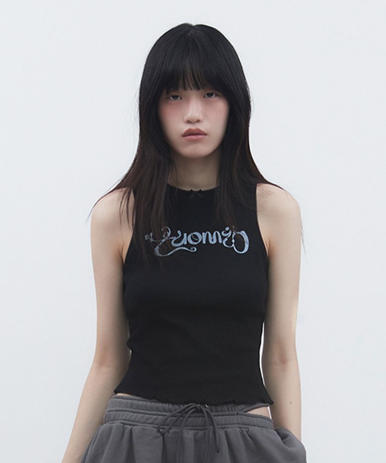 POINTELLE RIBBON TANK [BLACK]