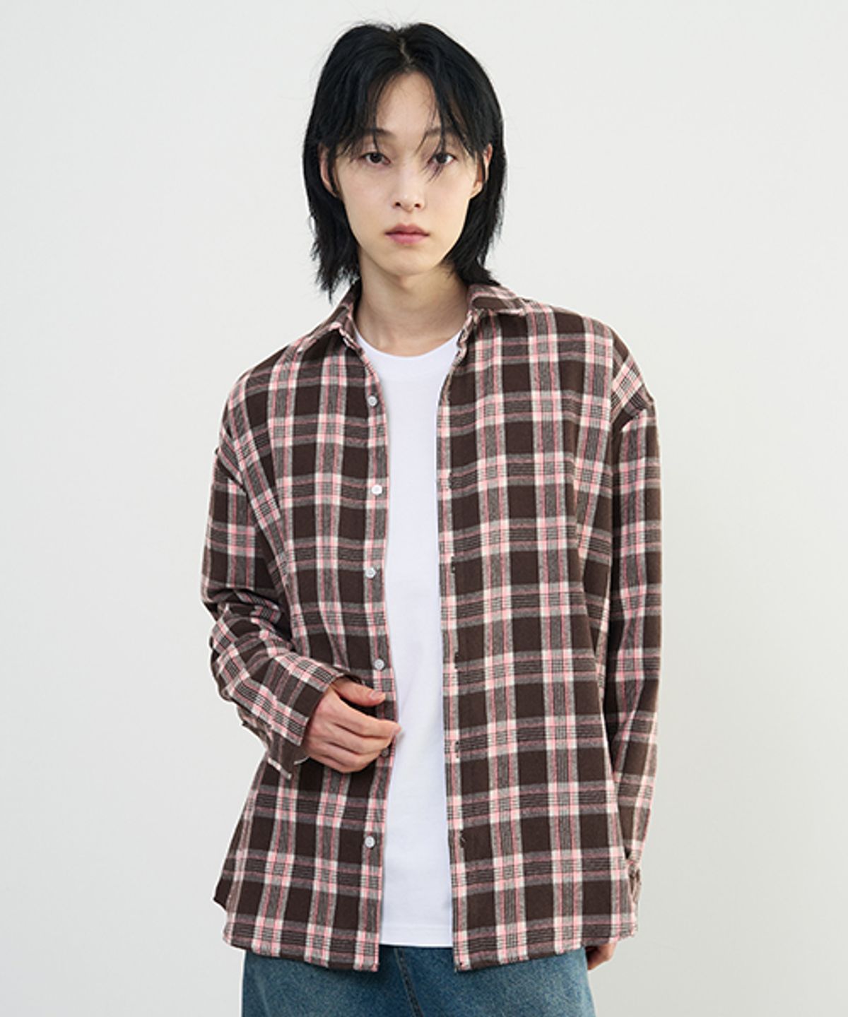어레이드(ARRAYED) 네추럴 오버핏 체크 셔츠 [BROWN]
