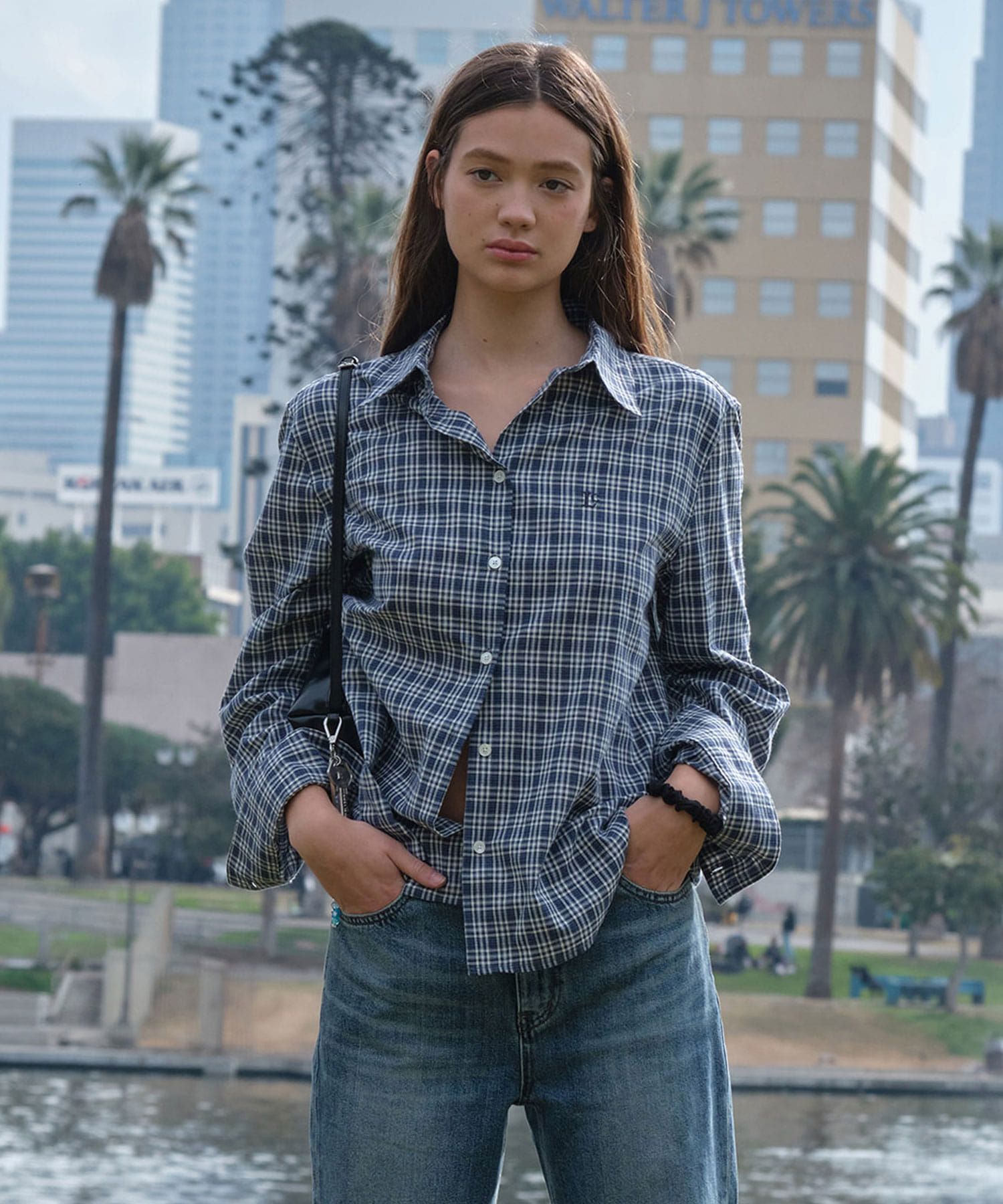 MUSINSA公式 | LOW CLASSIC Lc CHECKED REGULAR-FIT SHIRT_BLUE 