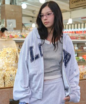 LOW SOFT SWEAT ZIP-UP HOODIE_LIGHT MELANGE GREY_LC267TS12LG