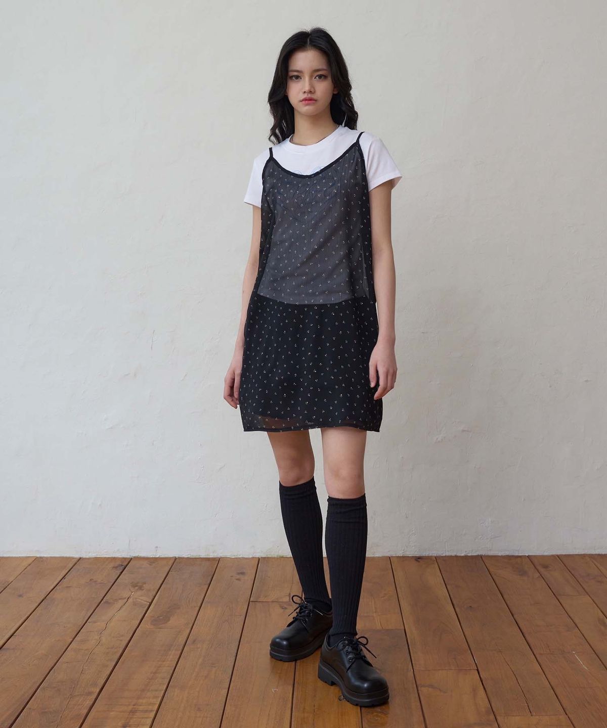 플루나 스튜디오(PLUNASTUDIO) 슬릿 레이어드 원피스 검정