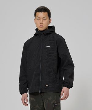 그리드 체크 라이트 윈드브레이커 Black