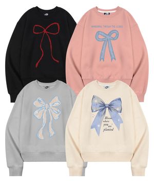 리본 그래픽 우먼 크롭 맨투맨 (4 Style)