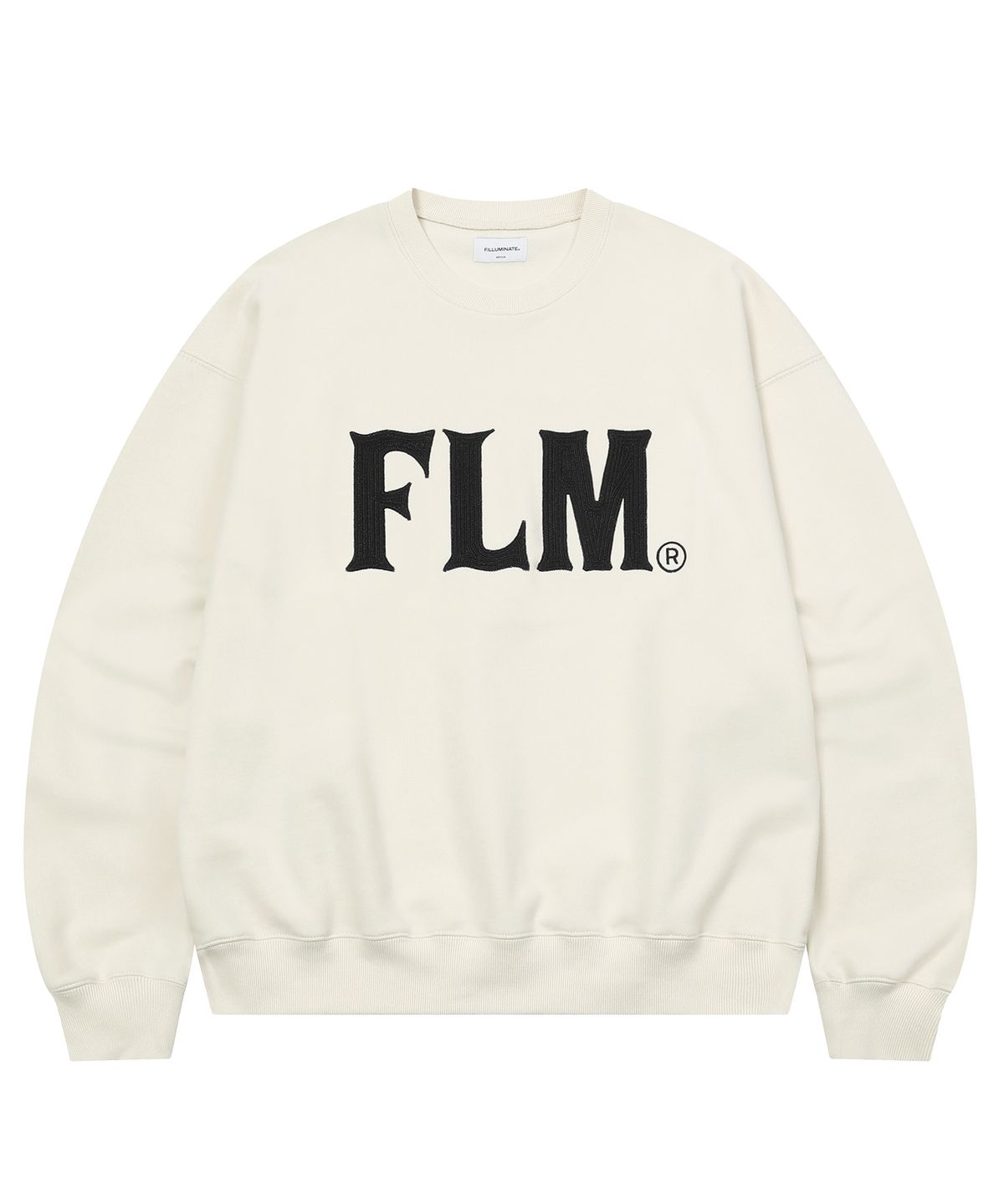 필루미네이트(FILLUMINATE) FLM 스티치 로고 스웨트 셔츠-크림