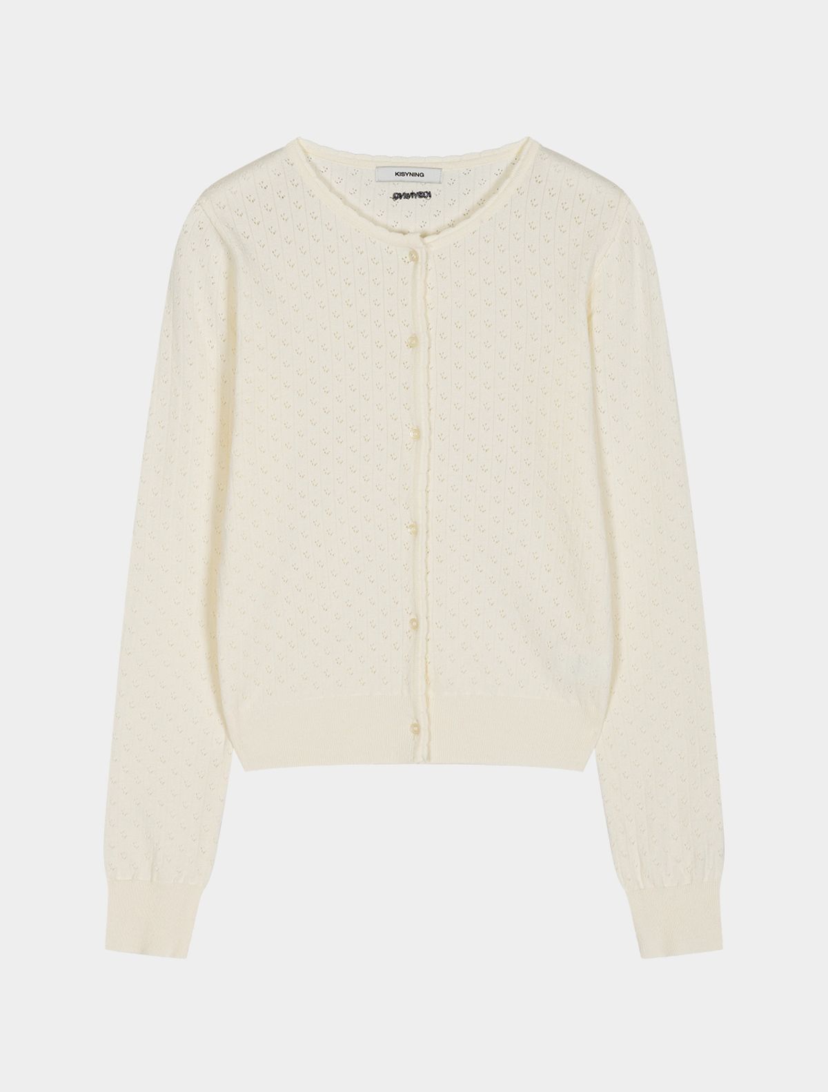키시닝(KISYNING) Whipped Floral Punching Cardigan (Cream)