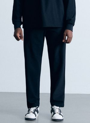 테이퍼드 라운딩 팬츠 AM9088 BK