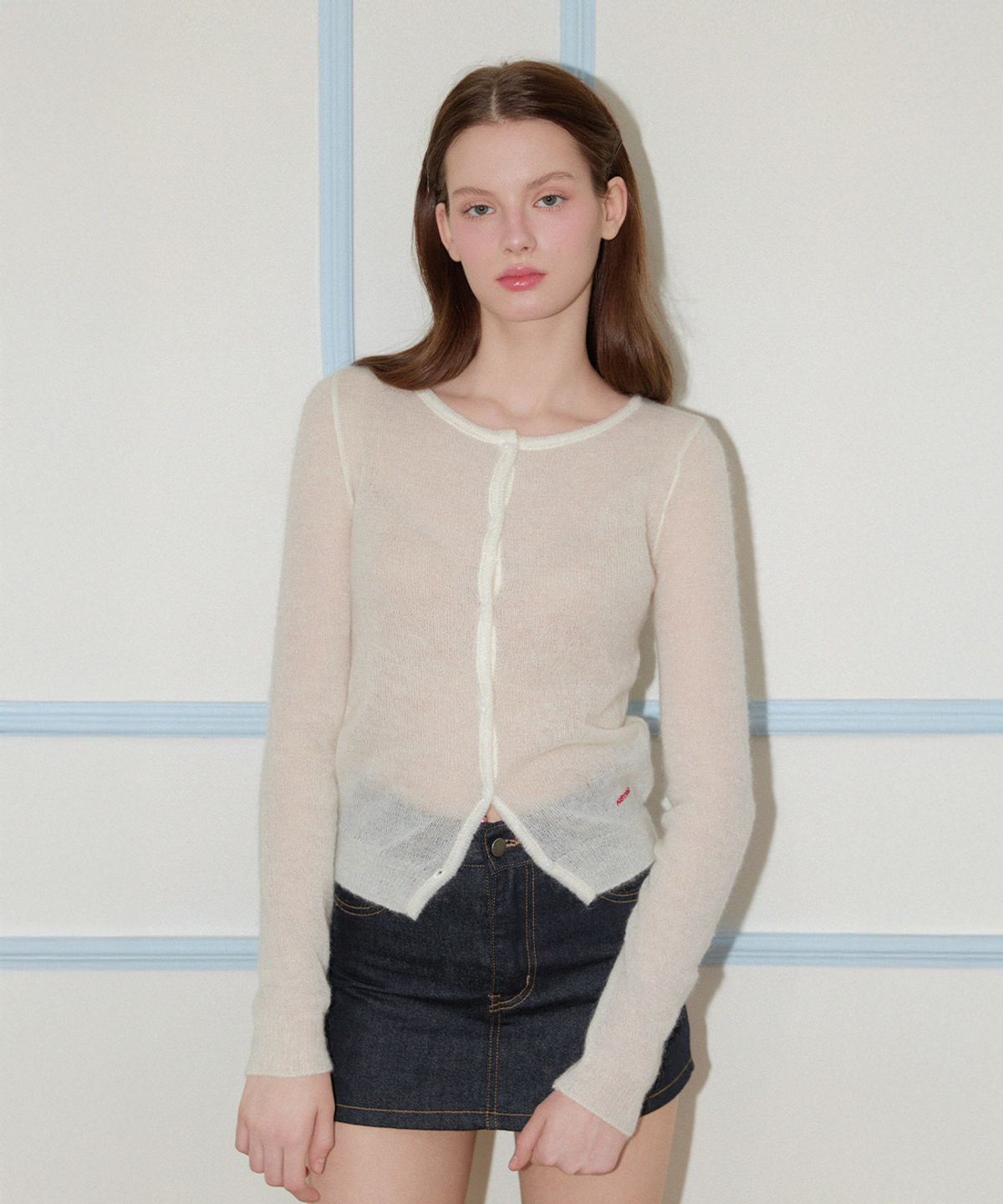 키시닝(KISYNING) Denish See-Through Cardigan (Cream)