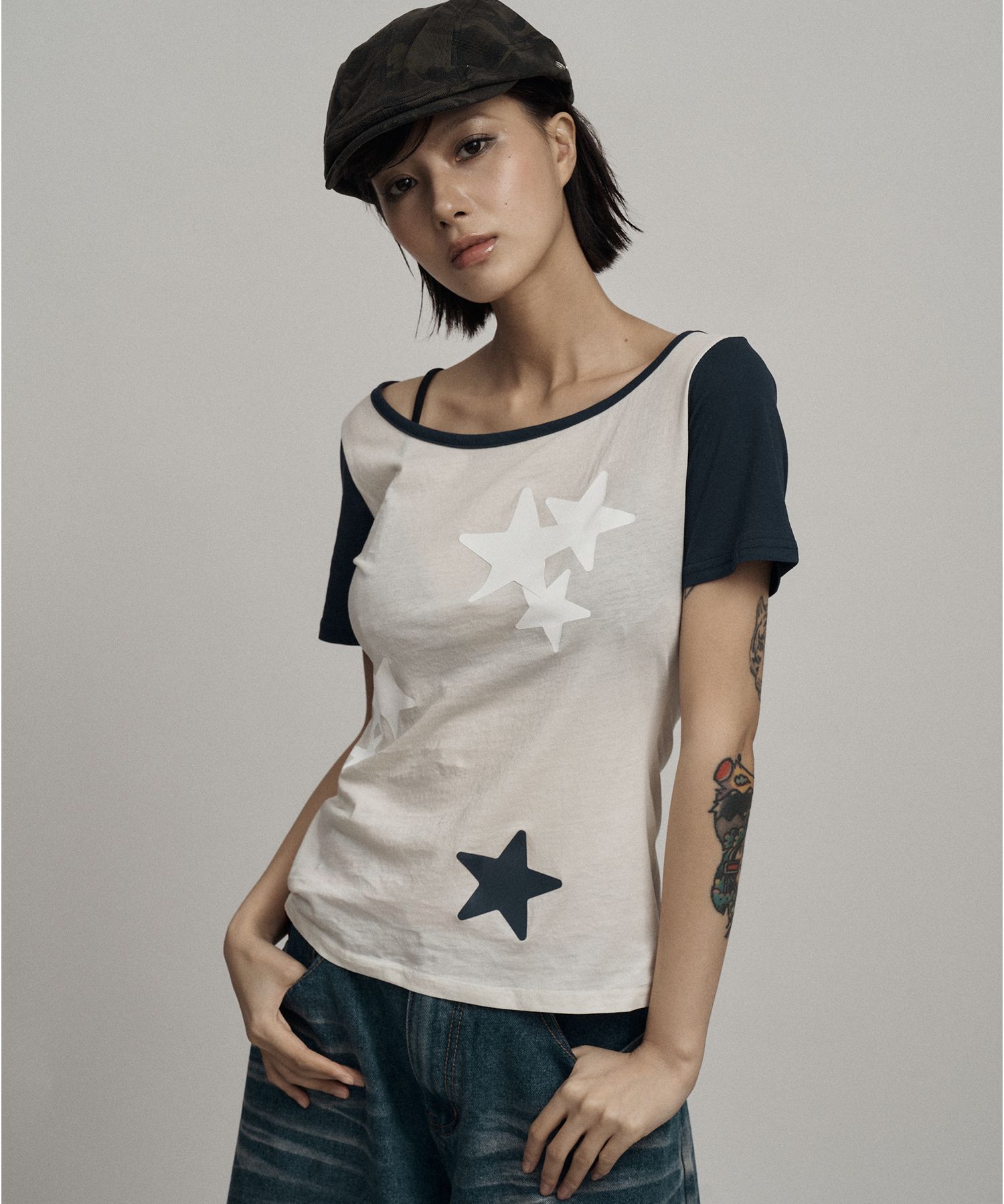 MUSINSA | ILLIO Butter yellow star ringer top