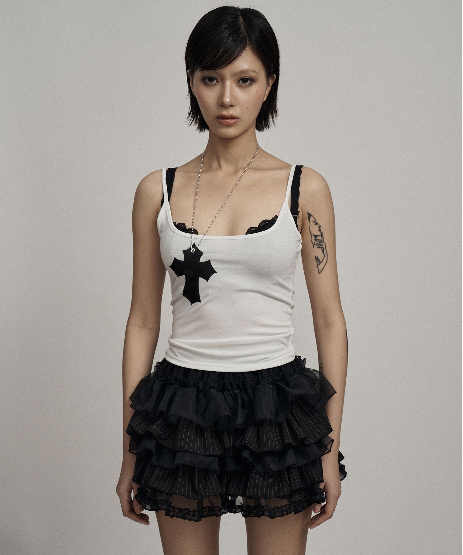 ★illio★ FAUX LEATHER CROSS NECKLACE TOP 【送料0/関税0】 Fiusem Silver Tone Cross Necklace for Men, Mens Cross