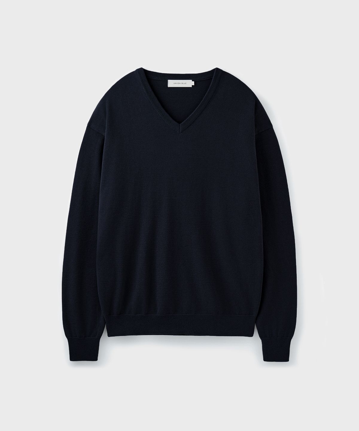 유니온블루(UNION BLUE) HARD TWIST COTTON V-NECK KNIT [INK NAVY]