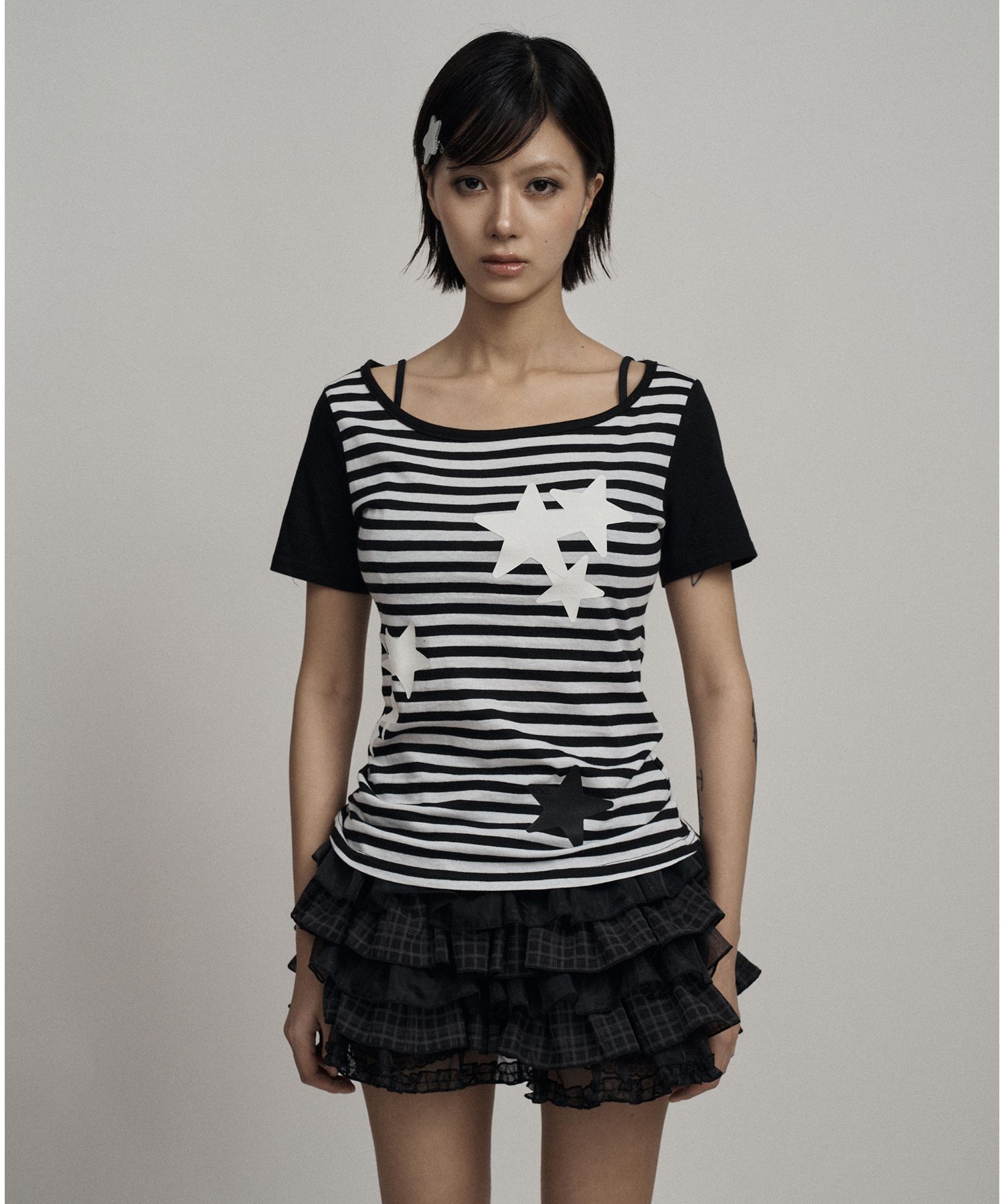 ★SIO★STRIPE MINI SKIRT [BLACK]★正規品/韓国送料込 Kawaii Stripes Black Mini Skirt - Kawaii Fashion Shop | Cute