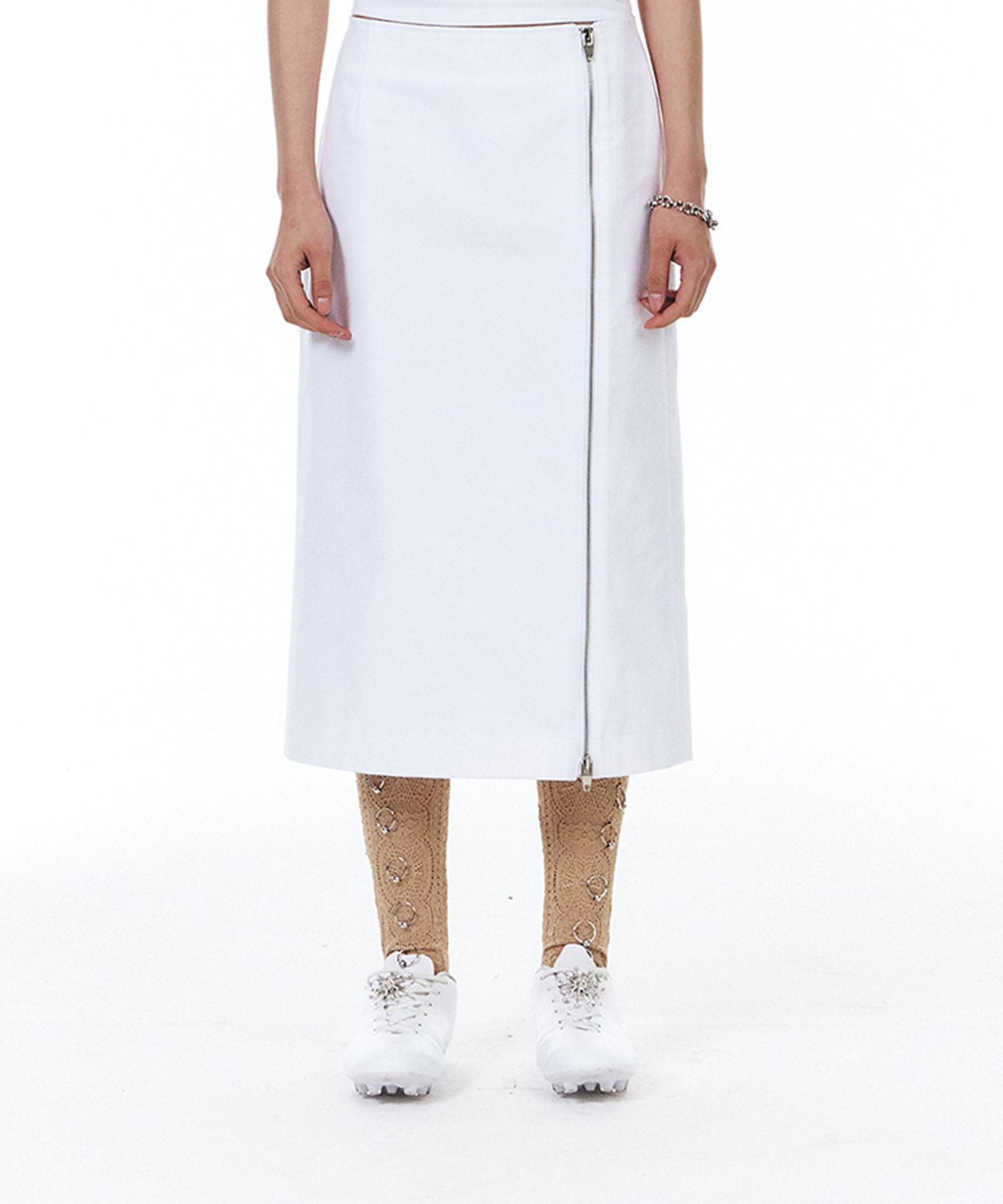 YUNSE ♥ Zipper Skirt /追跡付 MUSINSA | YUNSE Zipper Skirt (White)