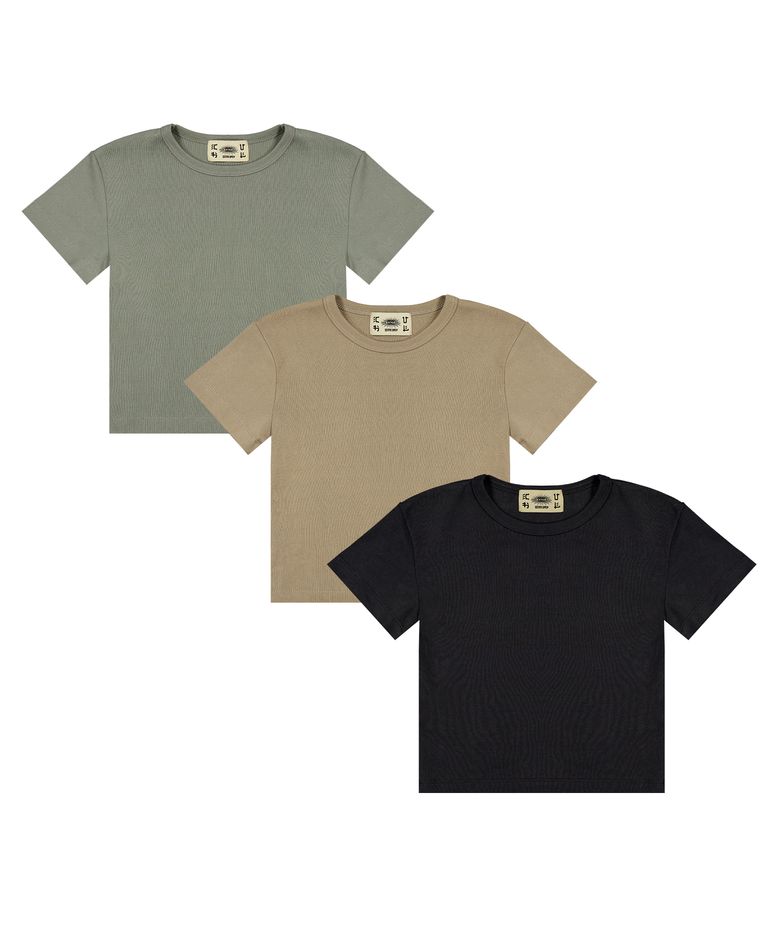 (W)Side tatoo logo crop t-shirt (3pack set)