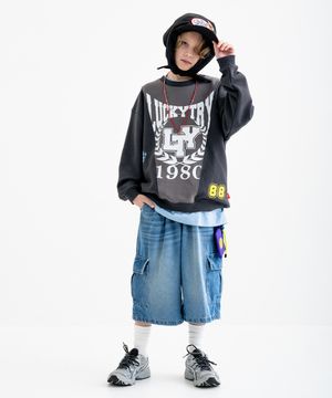 워싱 데님 버뮤다 팬츠